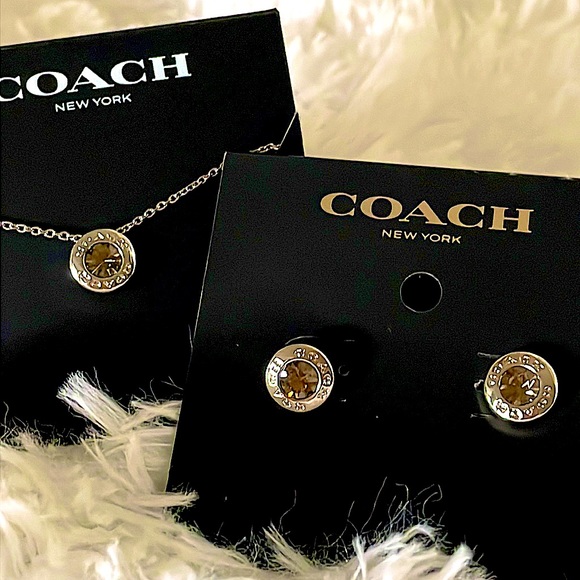 Coach Jewelry - Coach Open Circle Stone Necklace & Earrings